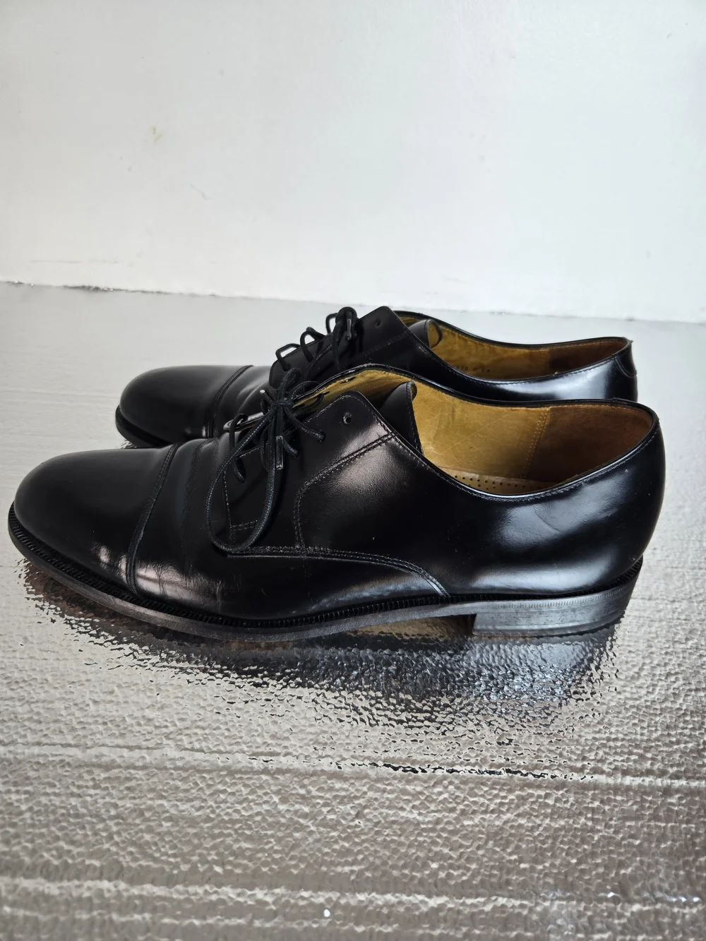 Cole Haan Black Leather Cap-Toe Derby Oxfords
